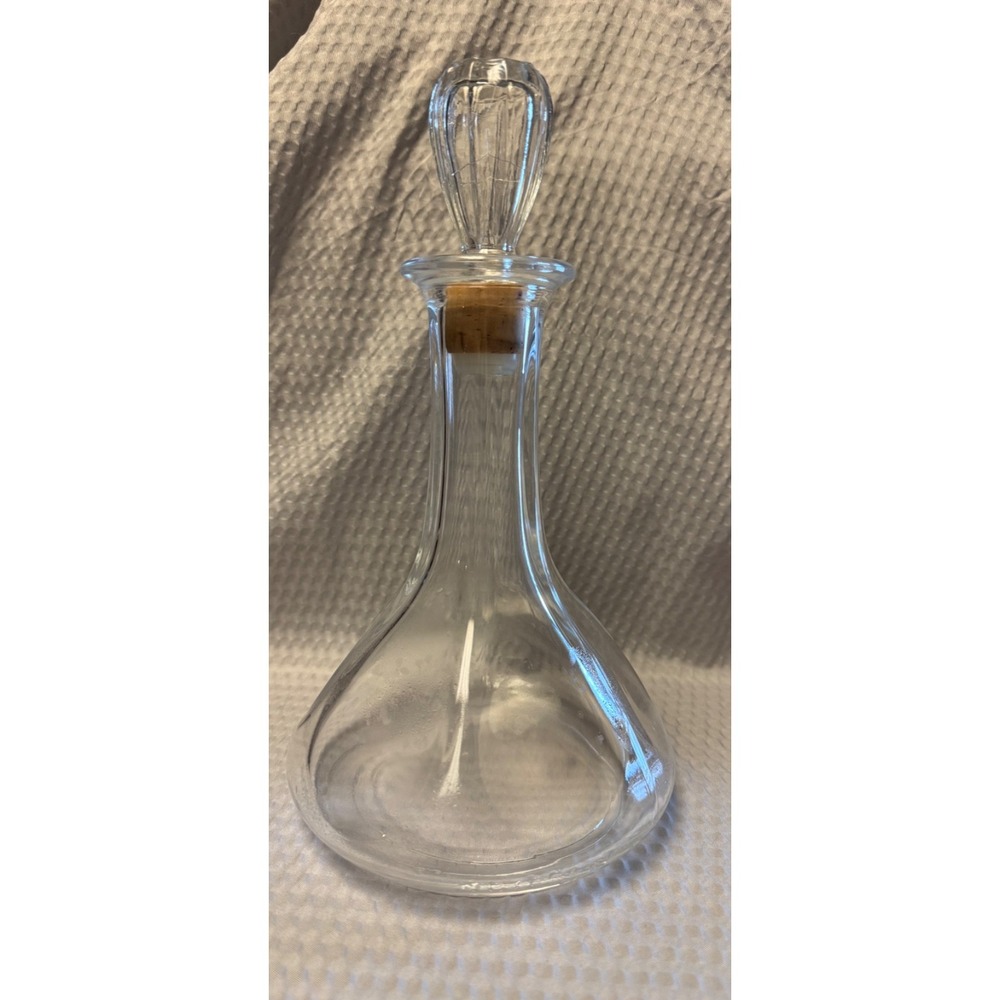Vintage 80s Cristal France/Krosno Clear Glass Wine Decanter 24 oz